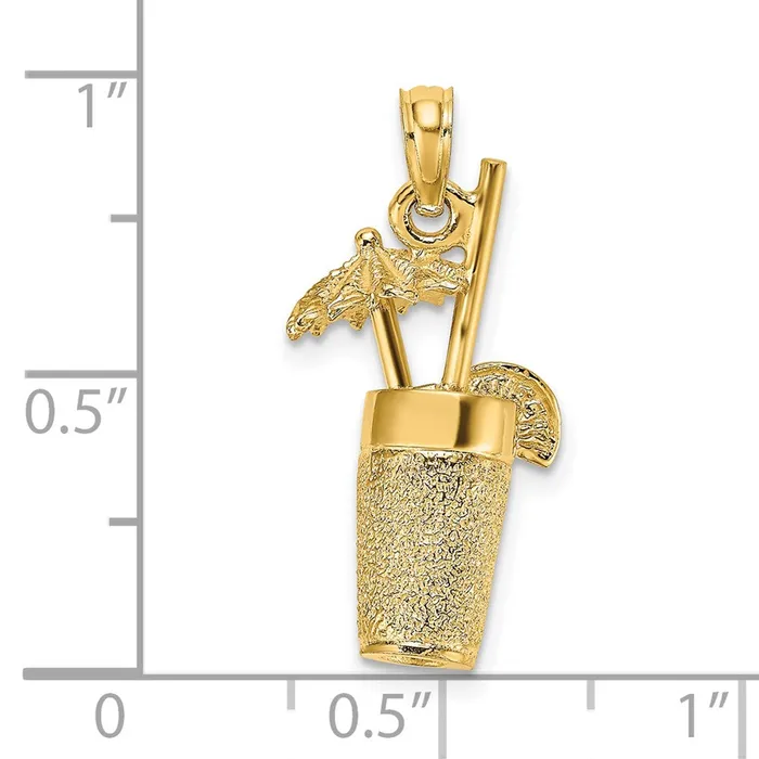 Charm Necklaces Goldia 14k Yellow Gold 3D Textured Cocktail Drink Charm