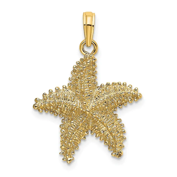 Charm Necklaces Goldia 14k Yellow Gold Beaded Textured Starfish Charm