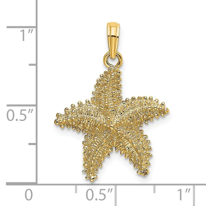 Charm Necklaces Goldia 14k Yellow Gold Beaded Textured Starfish Charm