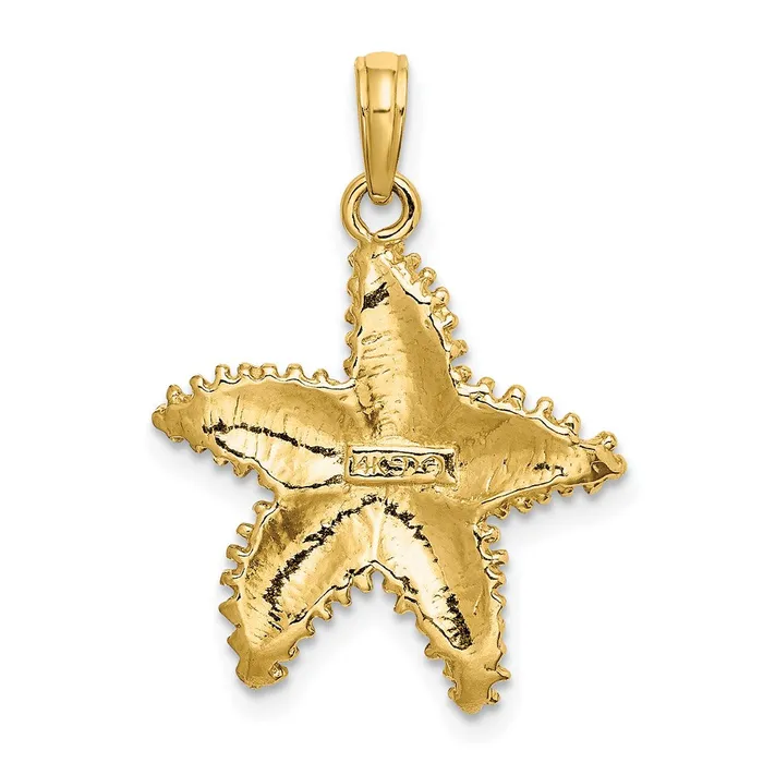 Charm Necklaces Goldia 14k Yellow Gold Beaded Textured Starfish Charm