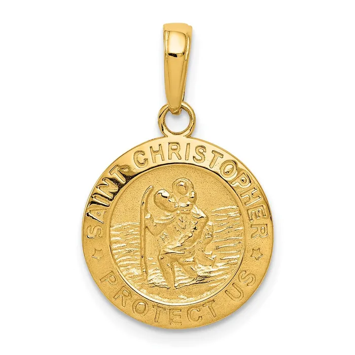 Charm Necklaces Goldia 14k Yellow Gold Saint Christopher Medal Charm