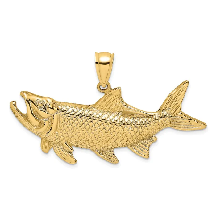 Charm Necklaces Goldia 14k Yellow Gold Tarpon Fish wOpen Mouth Charm