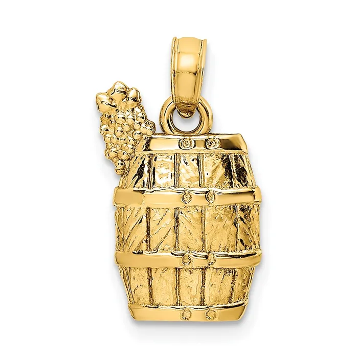 Charm Necklaces Goldia 14k Yellow Gold Wine Barrel With Grapes Charm