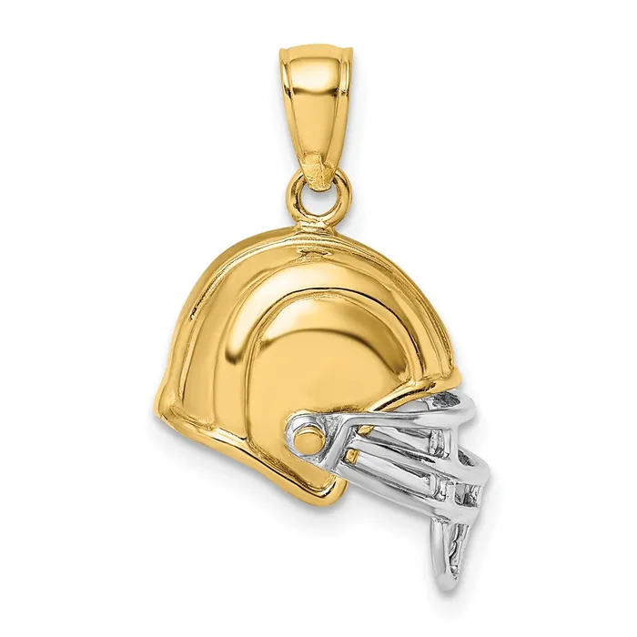 Charm Necklaces Goldia 14k Yellow Rhodium Gold wRhodium 3D Football Helmet Charm Charm Necklaces Goldia 14k Yellow Rhodium Gold wRhodium 3D Football Helmet Charm