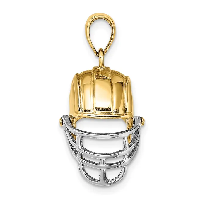 Charm Necklaces Goldia 14k Yellow Rhodium Gold wRhodium 3D Football Helmet Charm