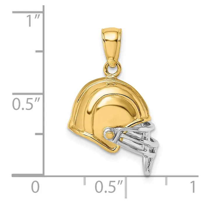 Charm Necklaces Goldia 14k Yellow Rhodium Gold wRhodium 3D Football Helmet Charm