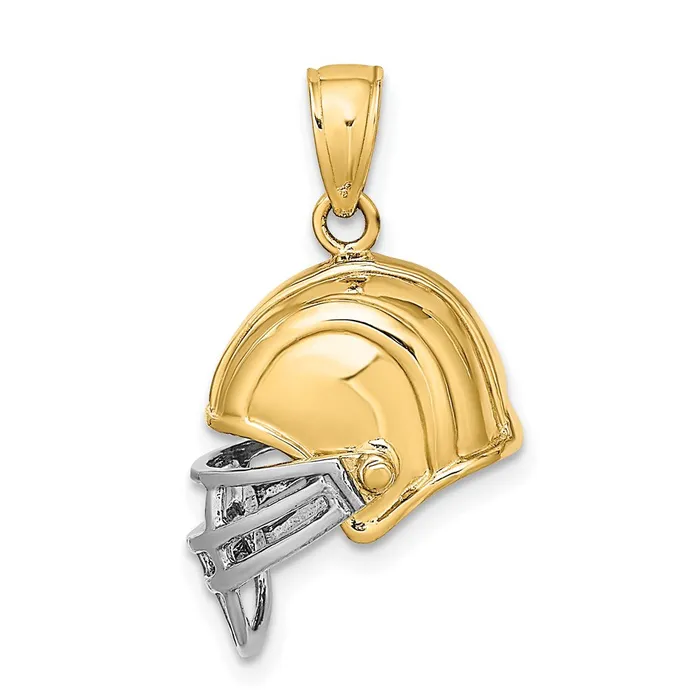 Charm Necklaces Goldia 14k Yellow Rhodium Gold wRhodium 3D Football Helmet Charm