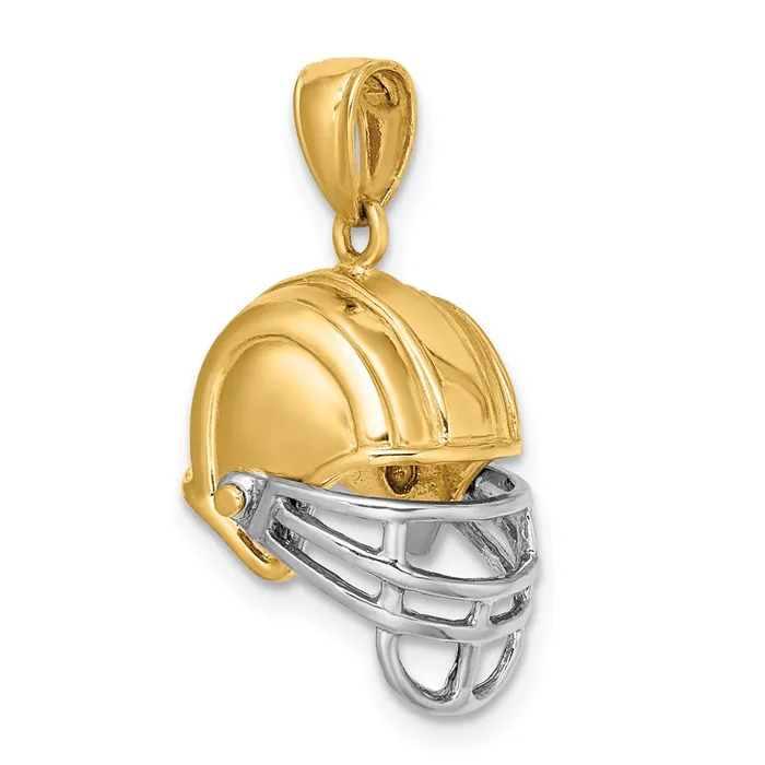 Charm Necklaces Goldia 14k Yellow Rhodium Gold wRhodium 3D Football Helmet Charm