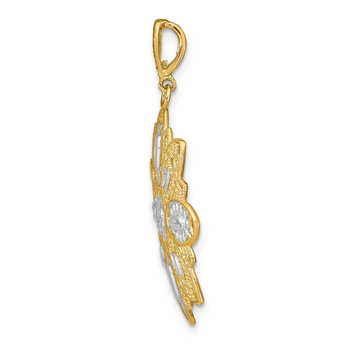 Charm Necklaces Goldia 14k Yellow u0026 Rhodium Gold wRhodium DC and Filigree Flower Charm