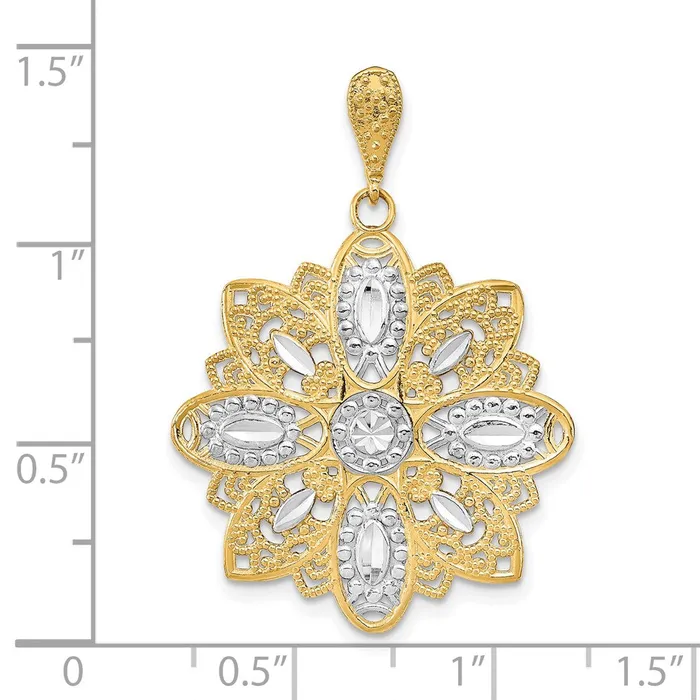 Charm Necklaces Goldia 14k Yellow u0026 Rhodium Gold wRhodium DC and Filigree Flower Charm