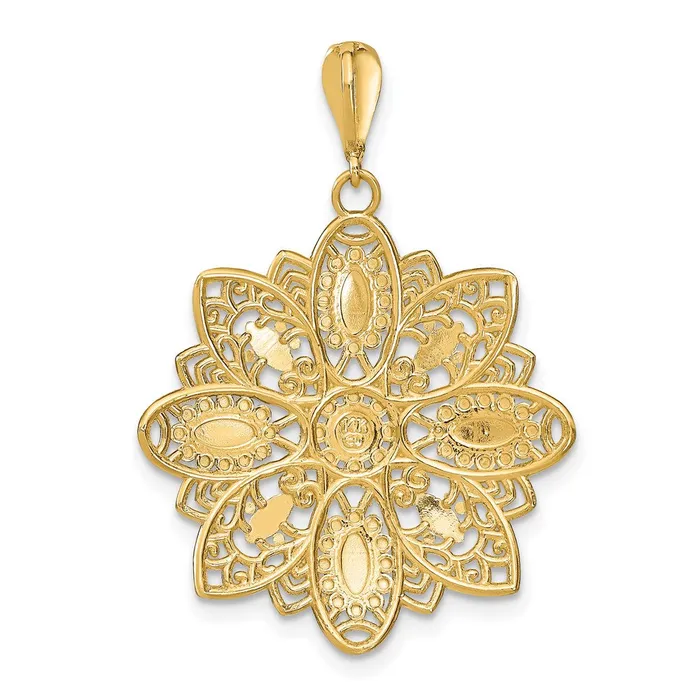 Charm Necklaces Goldia 14k Yellow u0026 Rhodium Gold wRhodium DC and Filigree Flower Charm