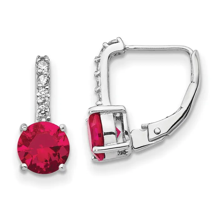 Cheryl M Sterling Silver Rhodiumplated Brilliantcut Lab Created Ruby and Brilliantcut White CZ Leverback Earrings Goldia Earrings Cheryl M Sterling Silver Rhodiumplated Brilliantcut Lab Created Ruby and Brilliantcut White CZ Leverback Earrings Goldia Earrings