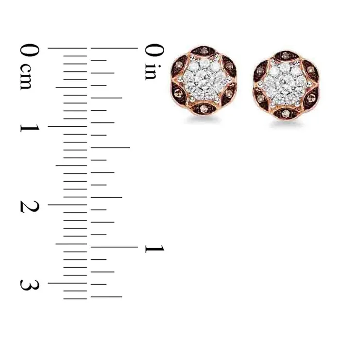 Earrings 025 CT TW Champagne and White Diamond Flower Stud Earrings in 10K Rose Gold Goldia Earrings 025 CT TW Champagne and White Diamond Flower Stud Earrings in 10K Rose Gold Goldia