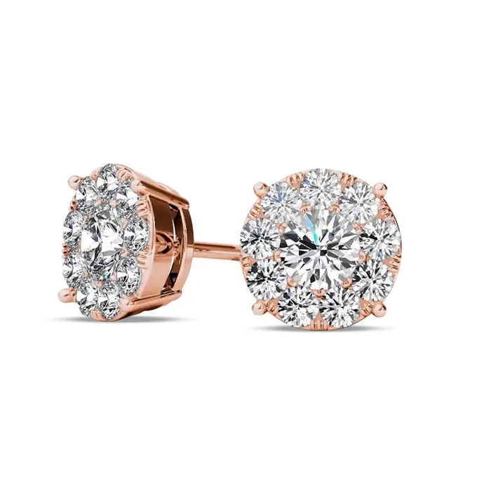 Earrings 12 CT TW Diamond Frame Stud Earrings in 10K Rose Gold Goldia Earrings 12 CT TW Diamond Frame Stud Earrings in 10K Rose Gold Goldia