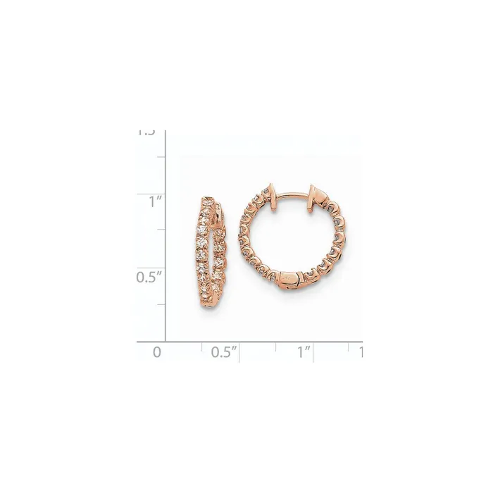 Earrings 14k Rose Gold AA Real Diamond Hinged Hoop Earrings Goldia