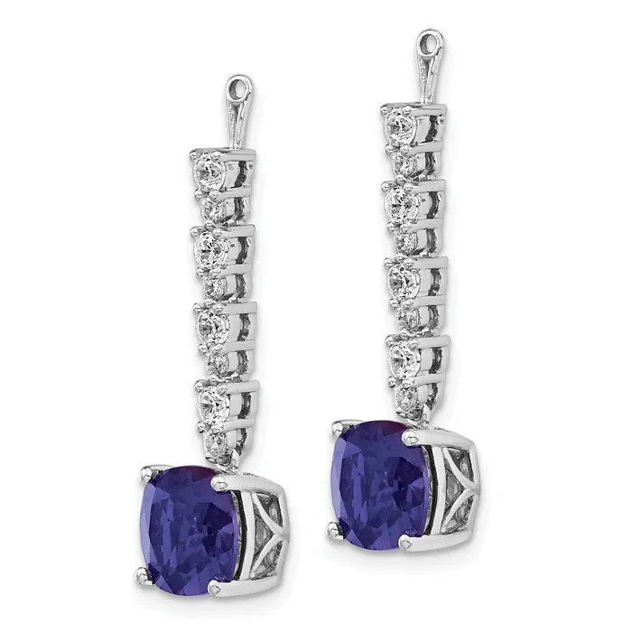 Earrings 14k White Gold 58 Ct Lab Grown Diamond VSSI G and Lab Created Blue Sapphire Earring Jackets Goldia