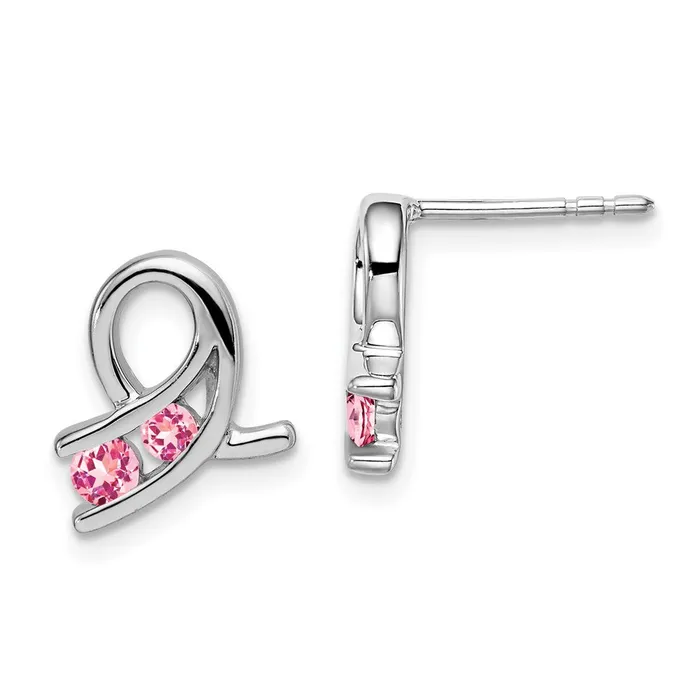 Earrings 14k White Gold Created Pink Sapphire Earrings Goldia