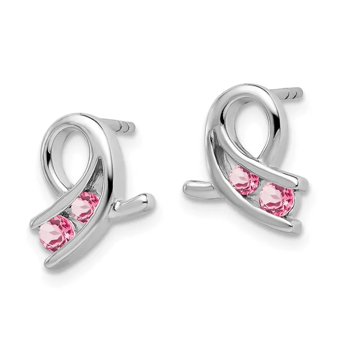 Earrings 14k White Gold Created Pink Sapphire Earrings Goldia