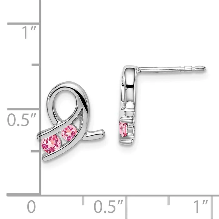 Earrings 14k White Gold Created Pink Sapphire Earrings Goldia