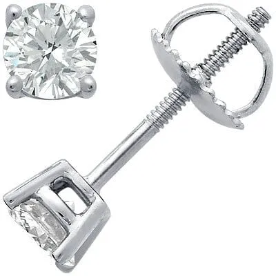 Earrings 14k White Gold FourProng Diamond Stud Earrings Goldia