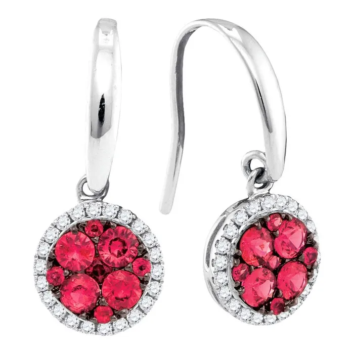 Earrings 14k White Gold Round Ruby Diamond Dangle Earrings 78 Cttw gndatlanta Earrings 14k White Gold Round Ruby Diamond Dangle Earrings 78 Cttw gndatlanta