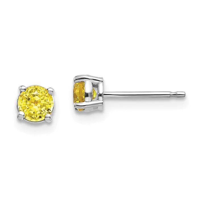 Earrings 14k White Gold Yellow Sapphire Earrings Goldia