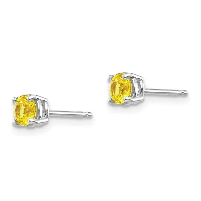 Earrings 14k White Gold Yellow Sapphire Earrings Goldia