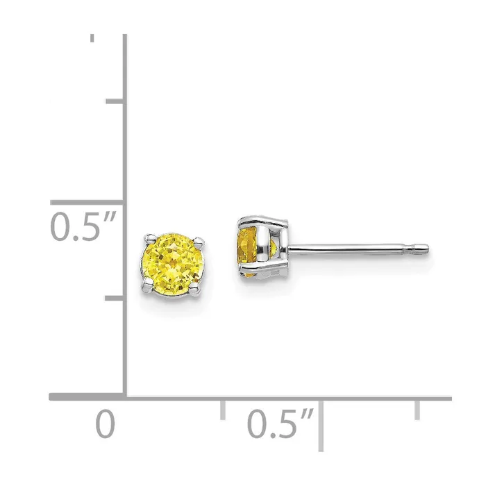Earrings 14k White Gold Yellow Sapphire Earrings Goldia