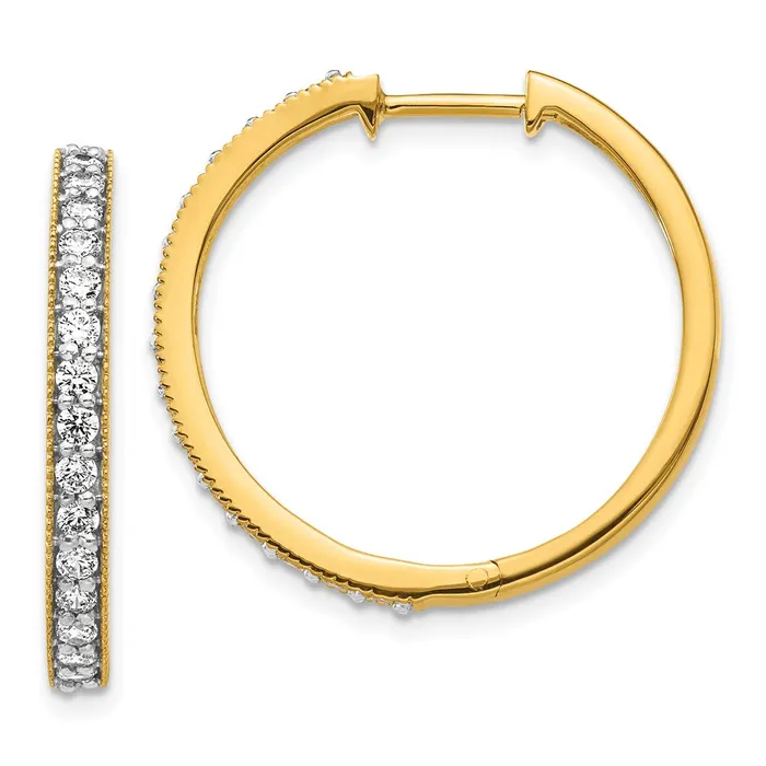 Earrings 14k Yellow Gold Real Diamond Milgrain Hoop Earrings Goldia