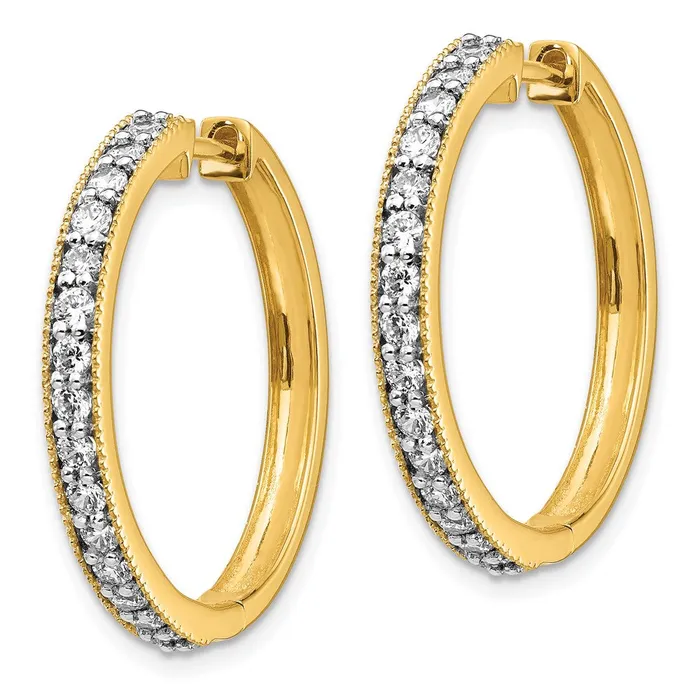 Earrings 14k Yellow Gold Real Diamond Milgrain Hoop Earrings Goldia