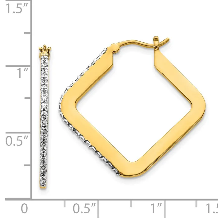 Earrings 14k Yellow Gold Real Diamond Square Hoop Earrings Goldia