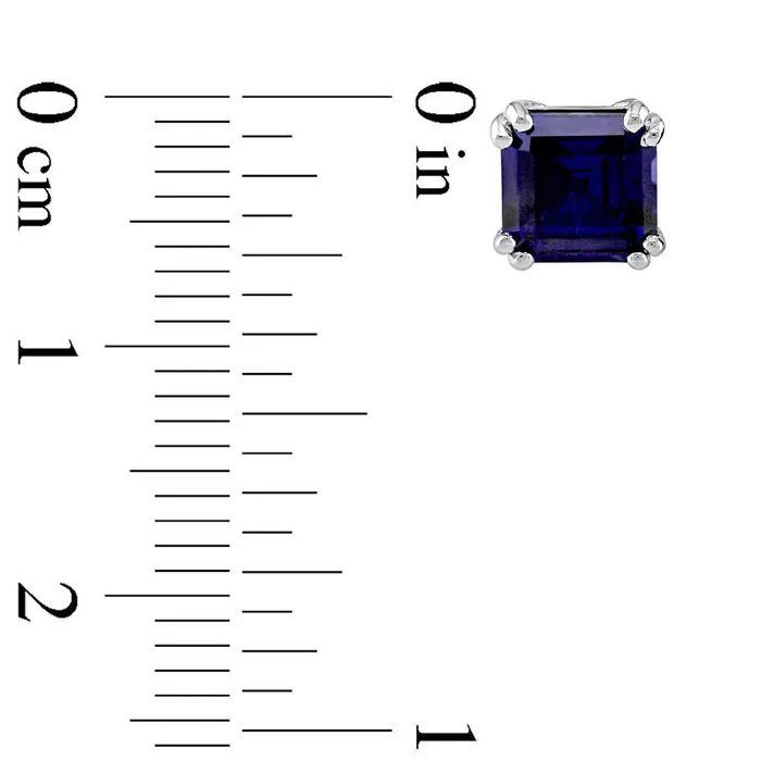 Earrings 60mm EmeraldCut LabCreated Blue Sapphire Stud Earrings in 10K White Gold Goldia Earrings 60mm EmeraldCut LabCreated Blue Sapphire Stud Earrings in 10K White Gold Goldia
