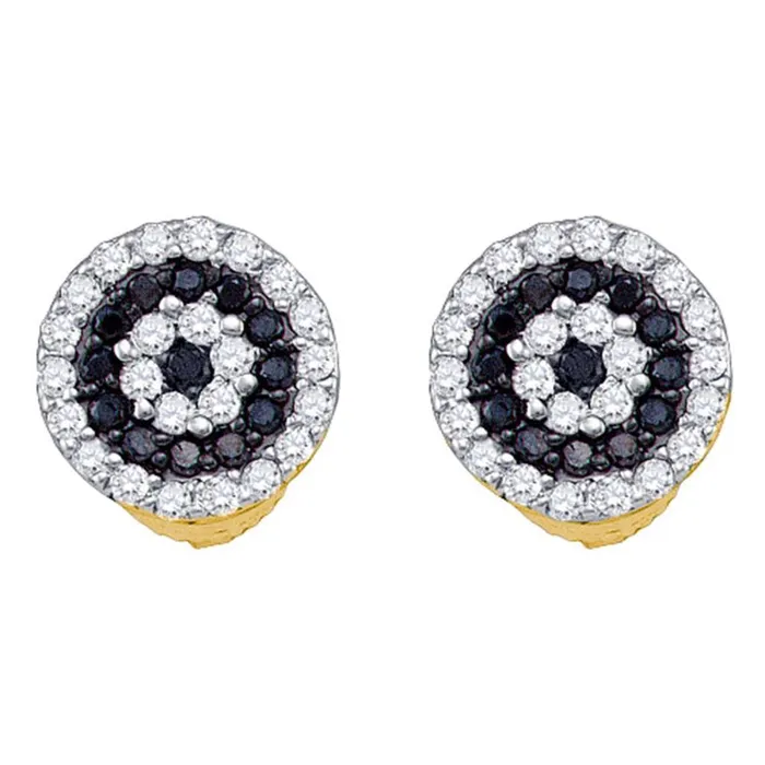 Earrings gndatlanta 10k Yellow Gold Round Black Diamond Cluster Earrings 14 Cttw Earrings gndatlanta 10k Yellow Gold Round Black Diamond Cluster Earrings 14 Cttw