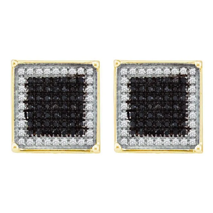 Earrings gndatlanta 10k Yellow Gold Round Black Diamond Square Earrings 1 Cttw Earrings gndatlanta 10k Yellow Gold Round Black Diamond Square Earrings 1 Cttw