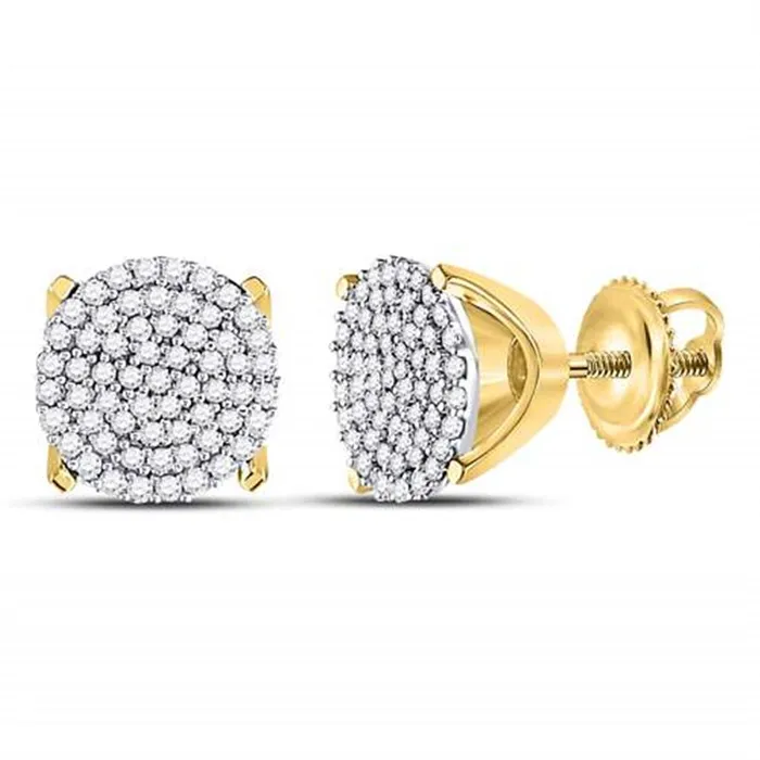 Earrings gndatlanta 10k Yellow Gold Round Diamond Circle Cluster Stud Earrings 13 Cttw Earrings gndatlanta 10k Yellow Gold Round Diamond Circle Cluster Stud Earrings 13 Cttw