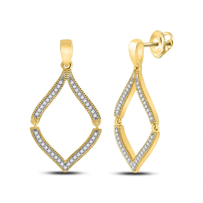 Earrings gndatlanta 10k Yellow Gold Round Diamond Dangle Earrings 12 Cttw
