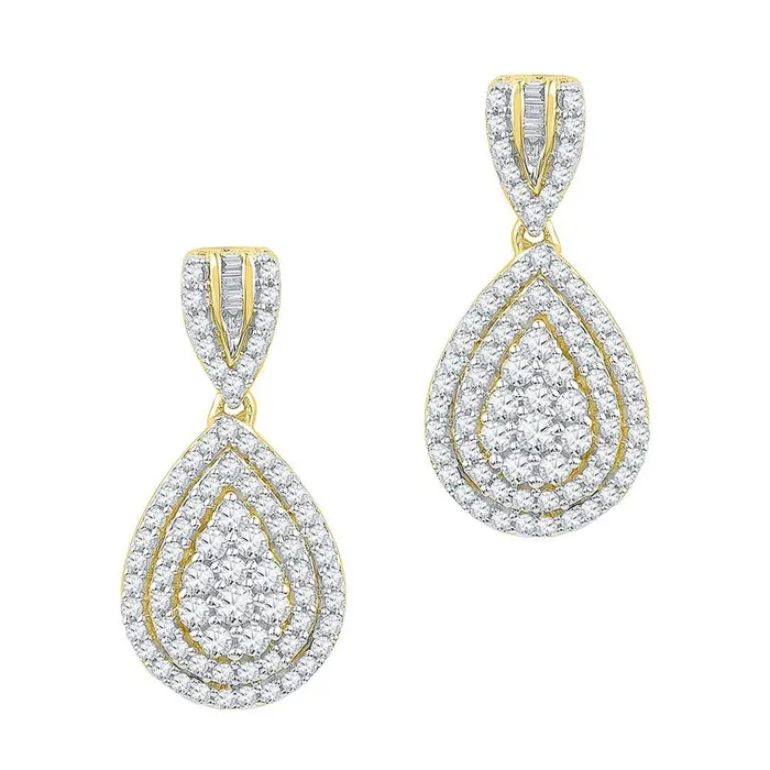 Earrings gndatlanta 10k Yellow Gold Round Diamond Teardrop Dangle Earrings 78 Cttw Earrings gndatlanta 10k Yellow Gold Round Diamond Teardrop Dangle Earrings 78 Cttw