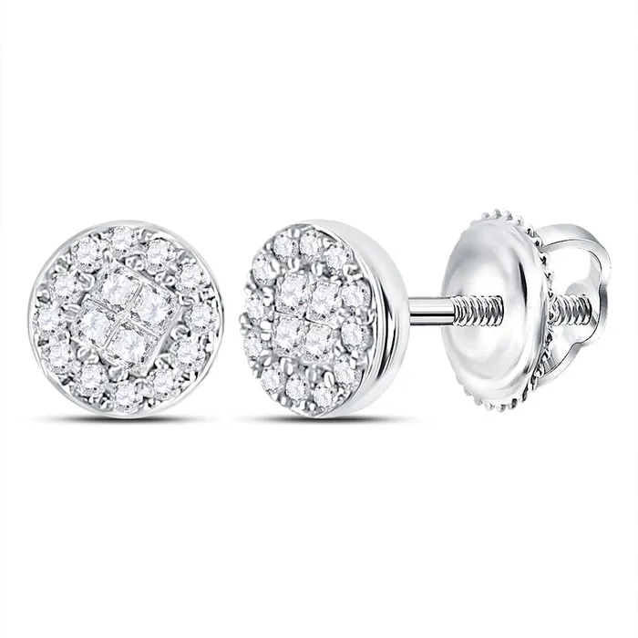 Earrings gndatlanta 14k White Gold Princess Diamond Cluster Earrings 16 Cttw Earrings gndatlanta 14k White Gold Princess Diamond Cluster Earrings 16 Cttw