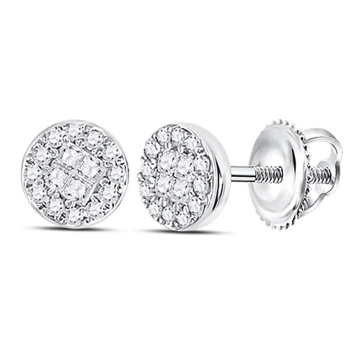 Earrings gndatlanta 14k White Gold Princess Diamond Cluster Earrings 16 Cttw