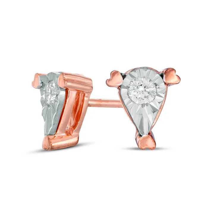 Earrings Goldia 01 CT TW Diamond Solitaire PearShaped Stud Earrings in 10K Rose Gold Earrings Goldia 01 CT TW Diamond Solitaire PearShaped Stud Earrings in 10K Rose Gold