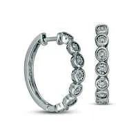 Earrings Goldia 013 CT TW Diamond Bubble Hoop Earrings in Sterling Silver Earrings Goldia 013 CT TW Diamond Bubble Hoop Earrings in Sterling Silver