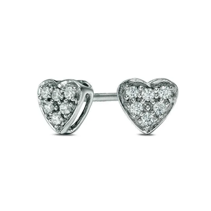 Earrings Goldia 013 CT TW Diamond Heart Stud Earrings in 14K White Gold