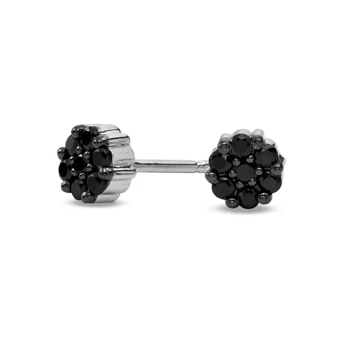 Earrings Goldia 025 CT TW Enhanced Black Diamond Flower Earrings in 10K White Gold Earrings Goldia 025 CT TW Enhanced Black Diamond Flower Earrings in 10K White Gold