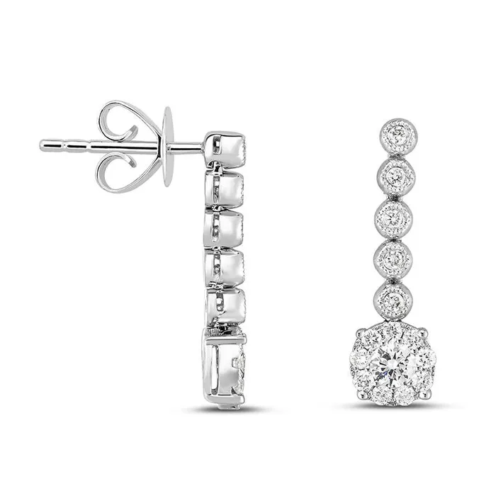 Earrings Goldia 05 CT TW Diamond Frame VintageStyle Drop Earrings in 10K White Gold Earrings Goldia 05 CT TW Diamond Frame VintageStyle Drop Earrings in 10K White Gold