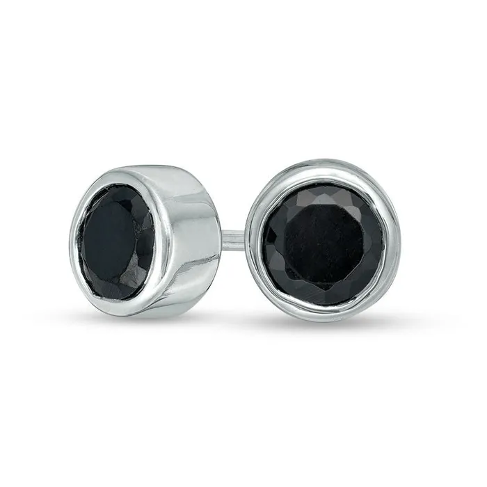 Earrings Goldia 05 CT TW Enhanced Black Diamond BezelSet Solitaire Stud Earrings in 10K White Gold Earrings Goldia 05 CT TW Enhanced Black Diamond BezelSet Solitaire Stud Earrings in 10K White Gold