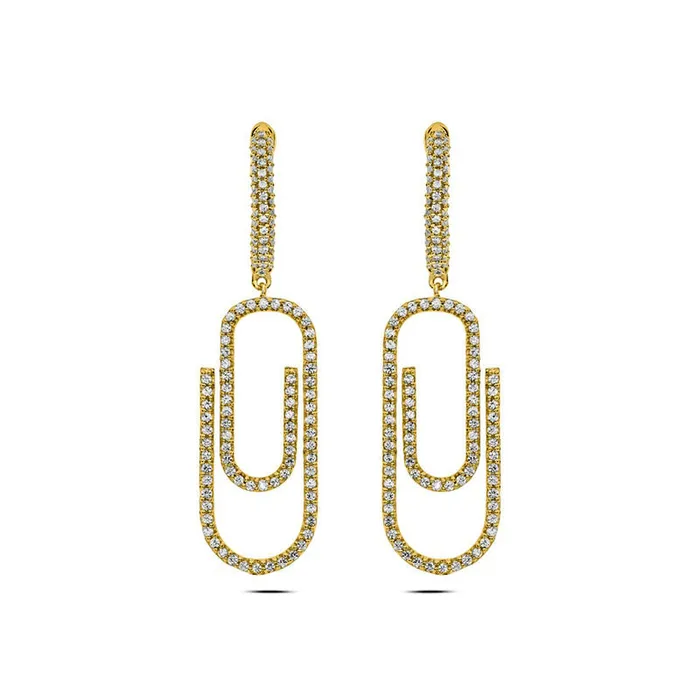 Earrings Goldia 075 CT TW Diamond Paperclip Drop Earrings in 10K Gold Earrings Goldia 075 CT TW Diamond Paperclip Drop Earrings in 10K Gold