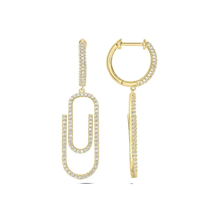 Earrings Goldia 075 CT TW Diamond Paperclip Drop Earrings in 10K Gold Earrings Goldia 075 CT TW Diamond Paperclip Drop Earrings in 10K Gold