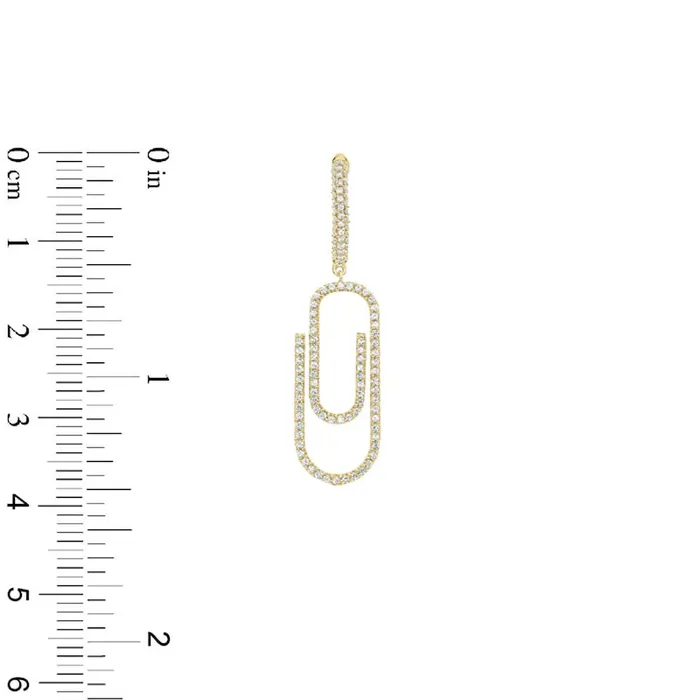 Earrings Goldia 075 CT TW Diamond Paperclip Drop Earrings in 10K Gold Earrings Goldia 075 CT TW Diamond Paperclip Drop Earrings in 10K Gold