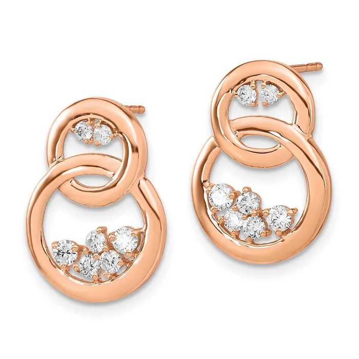 Earrings Goldia 14k Rose Gold Polished Real Diamond Double Circle Post Earrings
