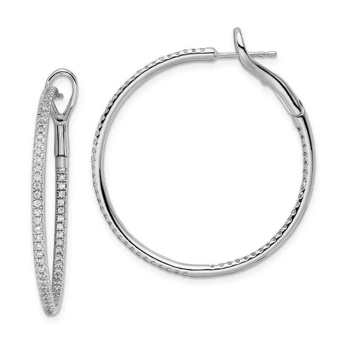 Earrings Goldia 14k White Gold 1 Ct Lab Grown Diamond VSSI G In and Out Hoop Earrings Earrings Goldia 14k White Gold 1 Ct Lab Grown Diamond VSSI G In and Out Hoop Earrings